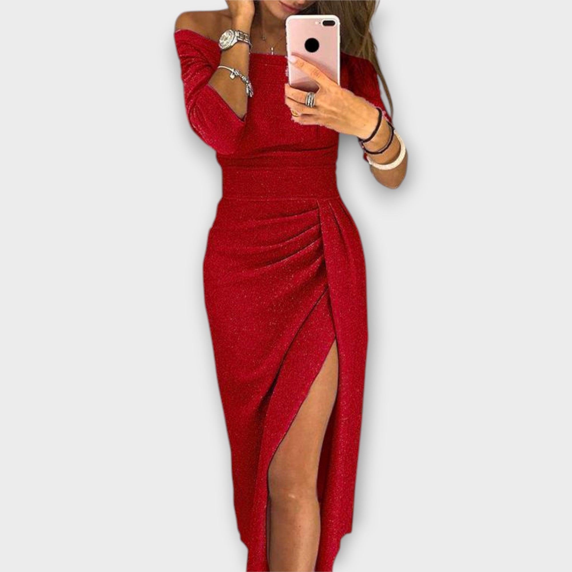 Aldana - Vestido elegante con hombros descubiertos