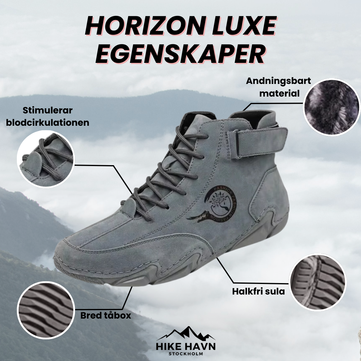 Horizon Luxe - Herre casual høye sko i lær for vandring