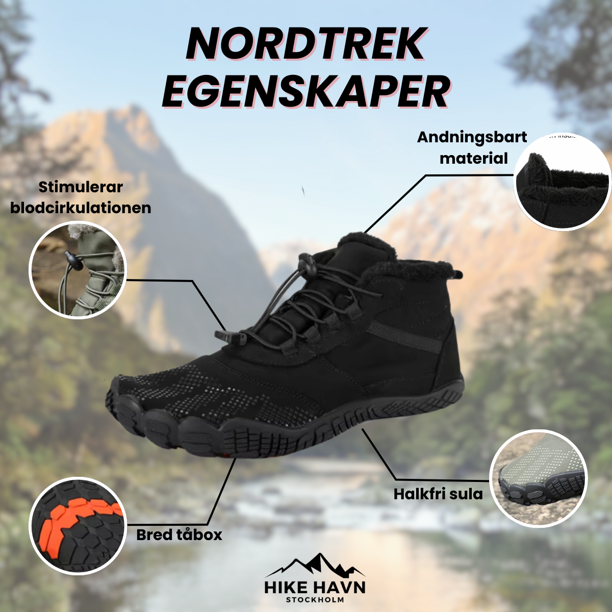 NordTrek - Halkfrie Høye Allterreng Vintervandrestøvler