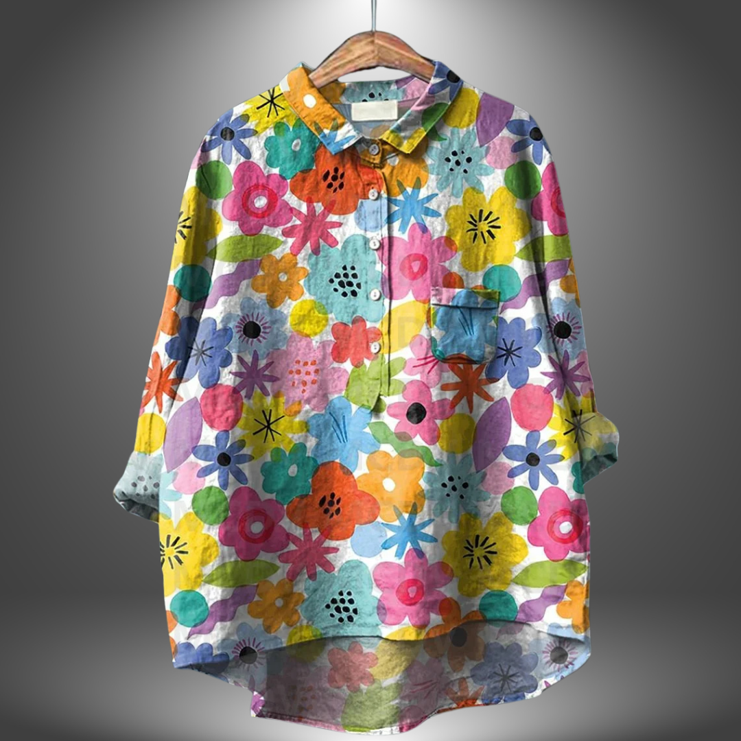 Edelmira - Camisa floral artesanal para mujer