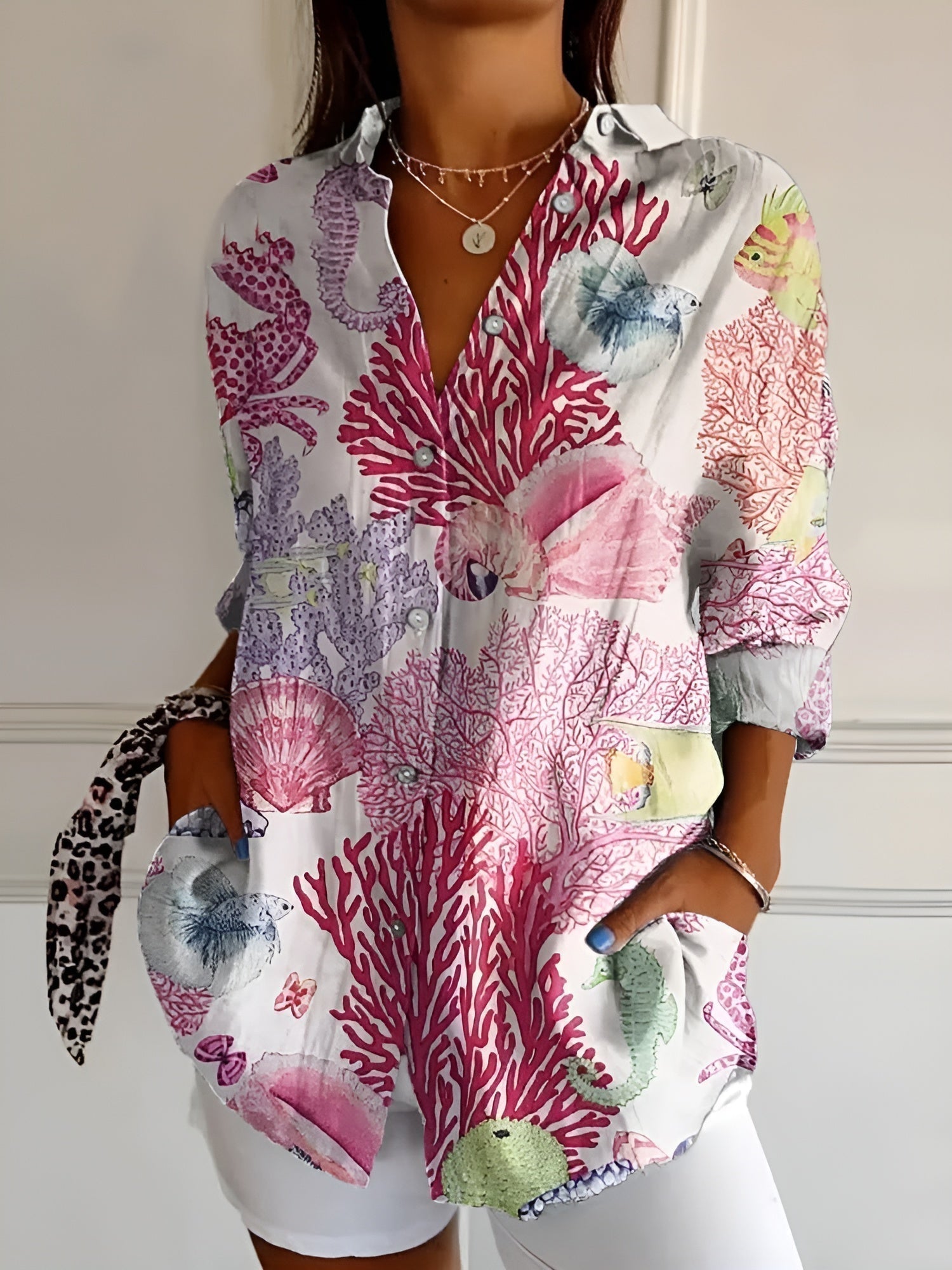 Joie - Blusa con estampado floral y botones